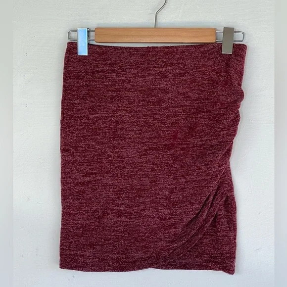 FASHION NOVA 2 Piece Set Heathered Red Mini Skirt Set Strapless Long Sleeve Top - Picture 5 of 8